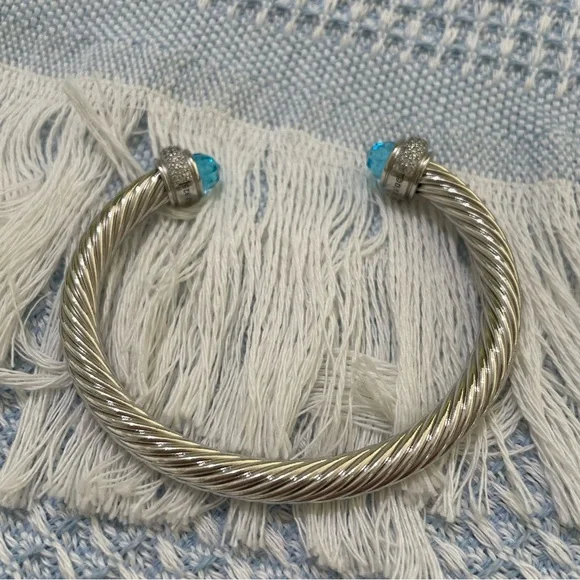 David Yurman Sterling Silver Diamond Bangle Size 7 - Picture 5 of 7